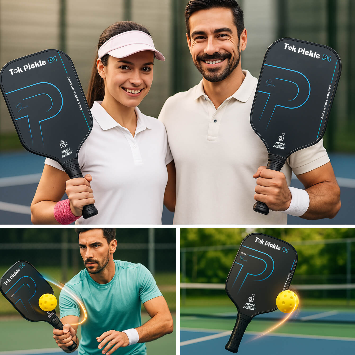 T300 Carbon Fiber Pickleball Paddle Set