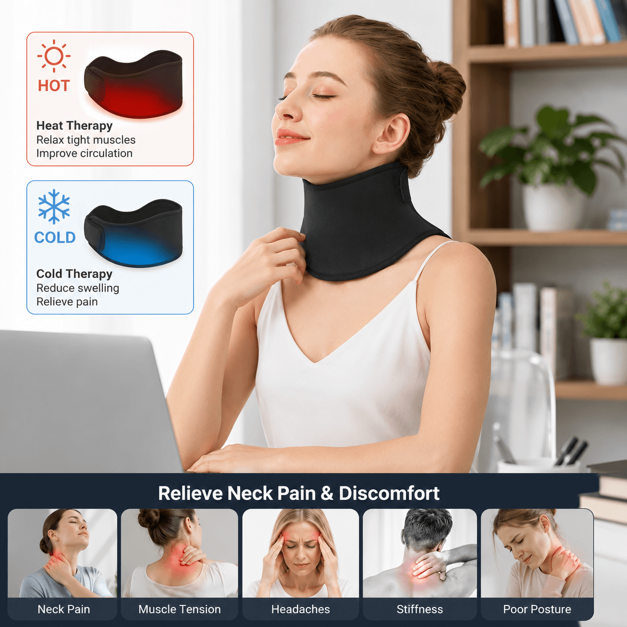 Reusable Hot & Cold Neck Ice Pack | Gel Neck Pain Relief Wrap